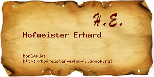 Hofmeister Erhard névjegykártya